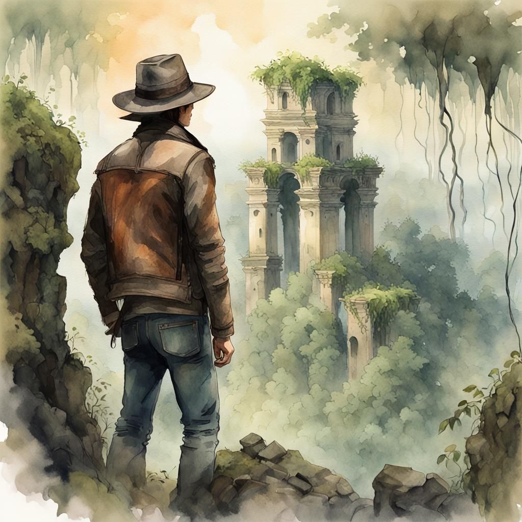 Epic Ancient Ruins in Cinematic Watercolor Style