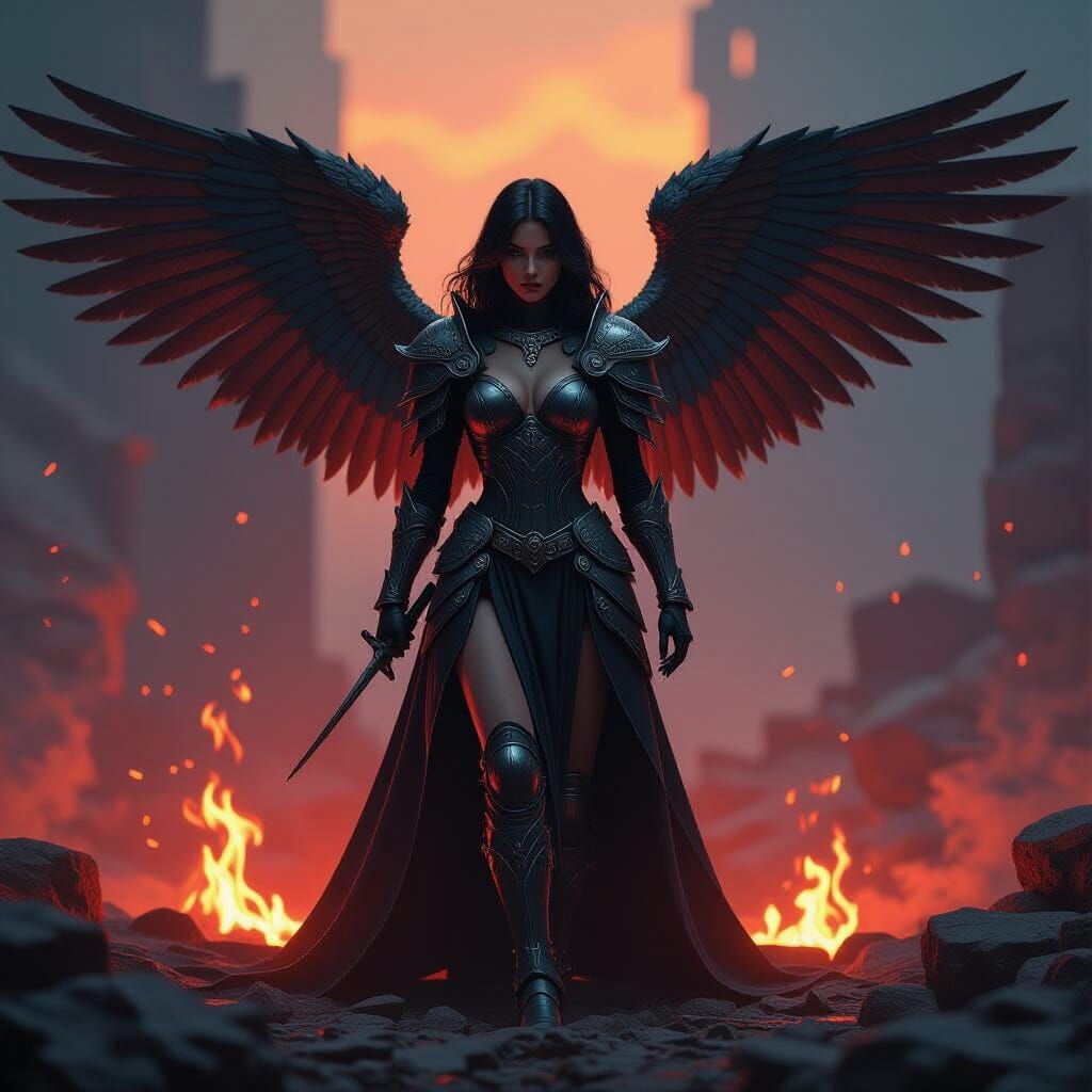 Fallen Angel in Embers: A Digital Masterpiece