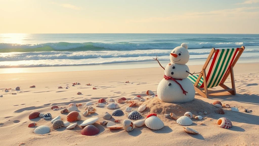 Winter Beach Snowman