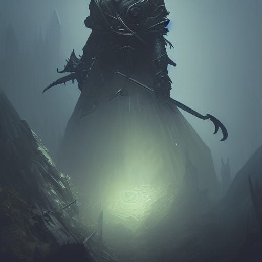 Dark Fantasy Masterpiece in Art Nouveau Style