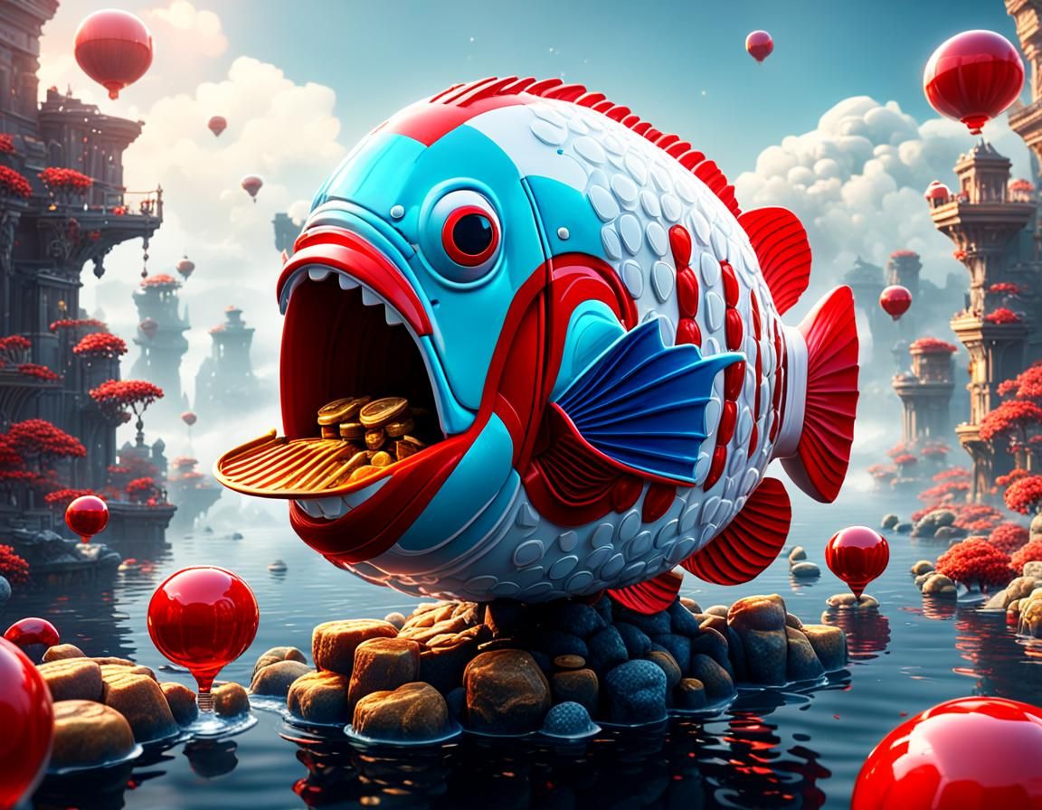 Fantastical Fish Blows Bubble Rings: Digital Matte Painting