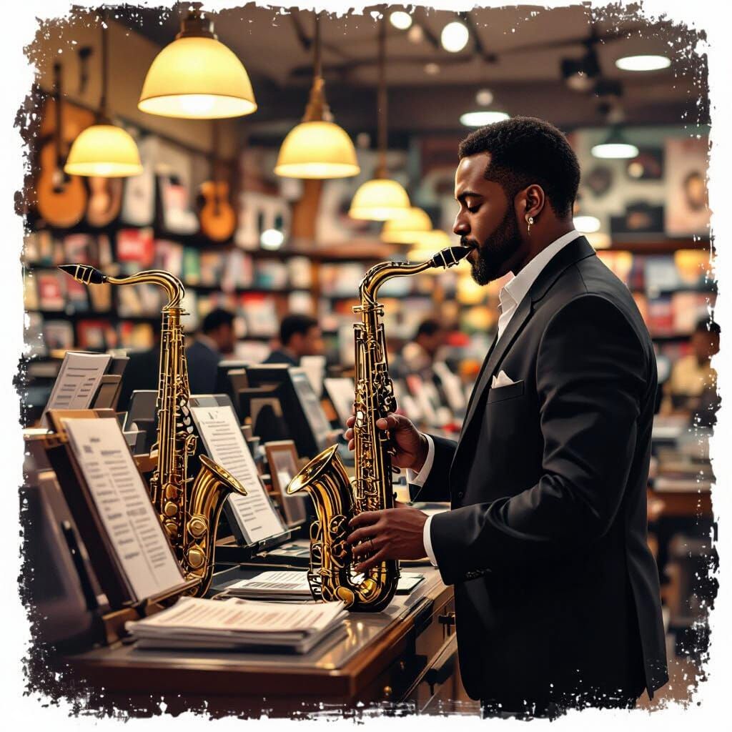 Black Man Buys Saxophone in Music Store