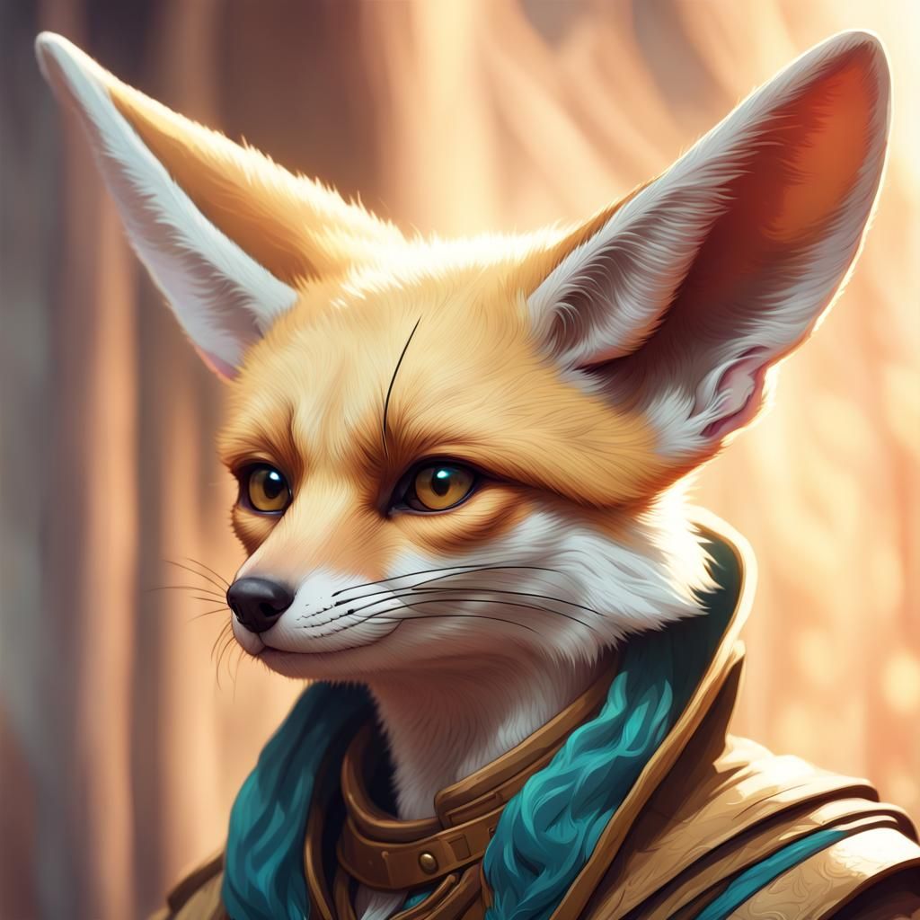 Fennec Fox Therian Portrait in Dynamic Lighting