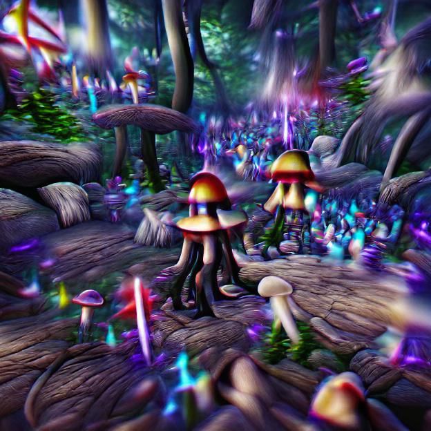 Enchanted Magic Mushroom Forest in 8K Resolution