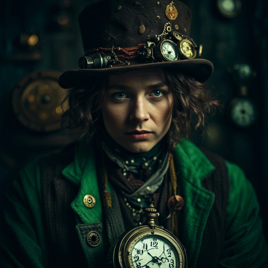 Time Travelers Portrait in Steampunk Style
