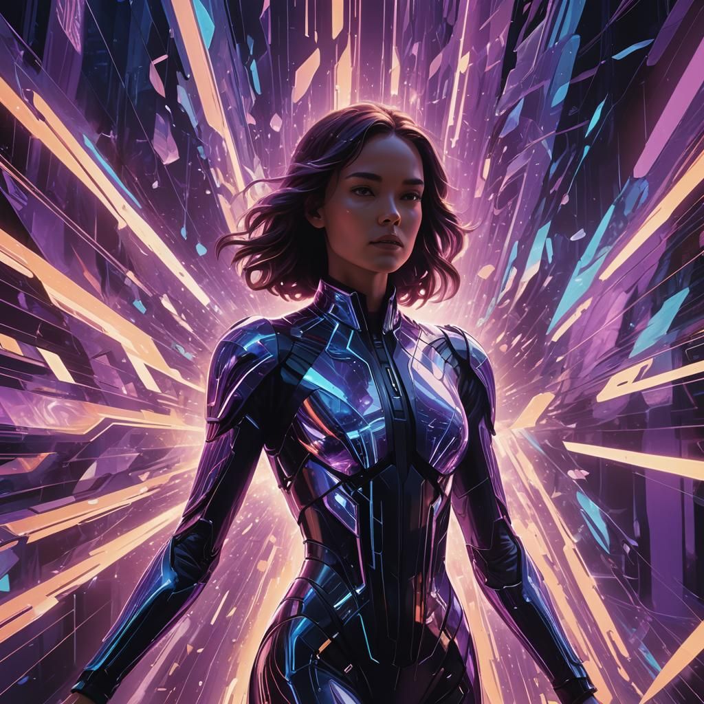 Bursting Portal in Neon-Lit Futurism