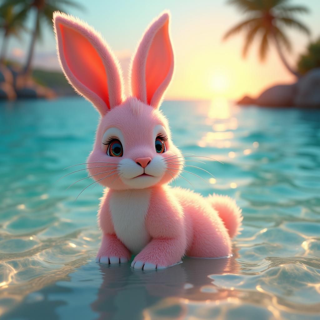 Rabbit's Tropical Swim at Sunset