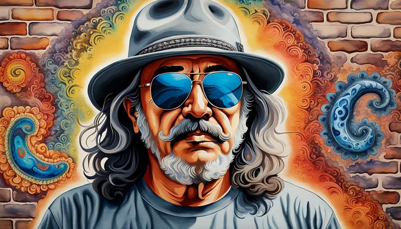 Jerry Garcia Pop Art Watercolor Portrait