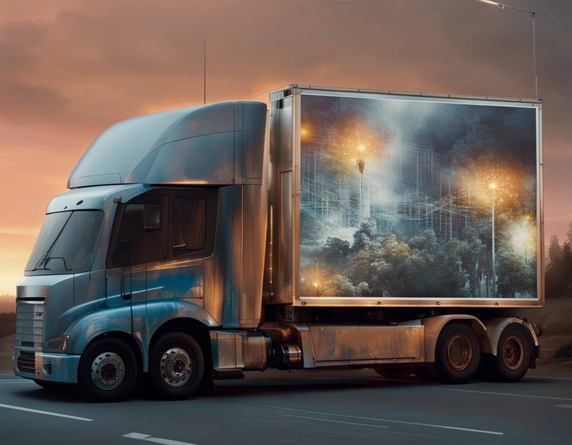 Hyperrealistic Semi-Truck with Digital Billboard