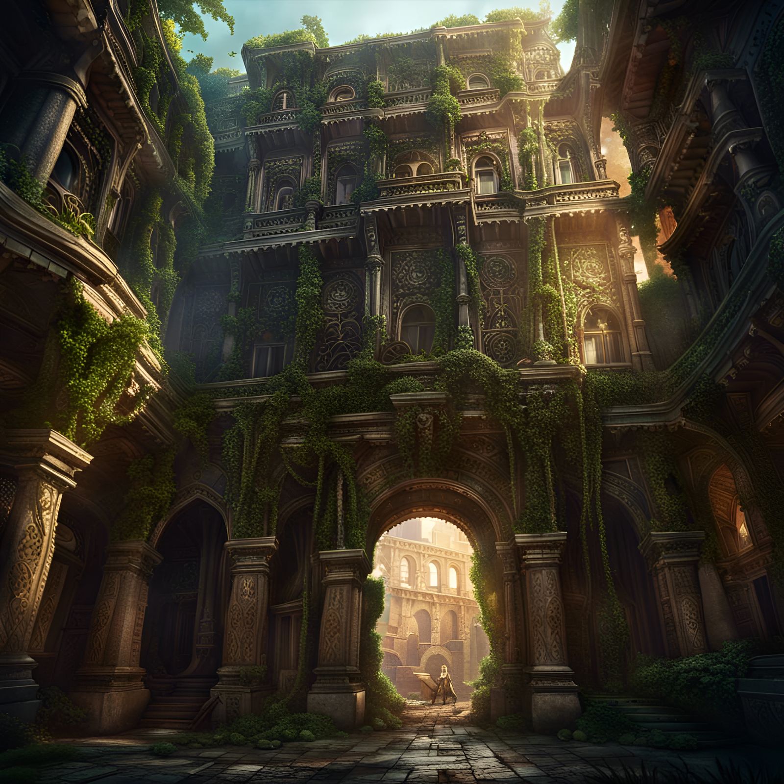 Lost City in Jungle, Detailed Matte Painting