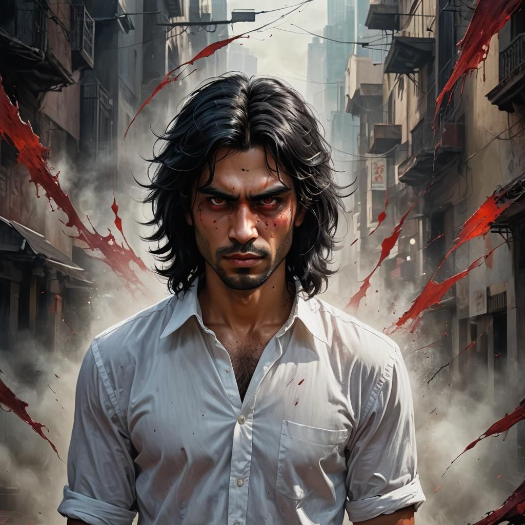 Hyperrealistic Portrait of a Latino Vampire in Matte Paintin...