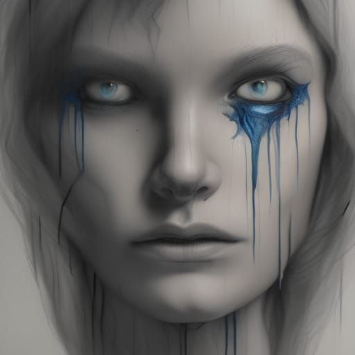 Sinister Face Sketched in Tree, Hyperdetailed Charcoal Drawi...