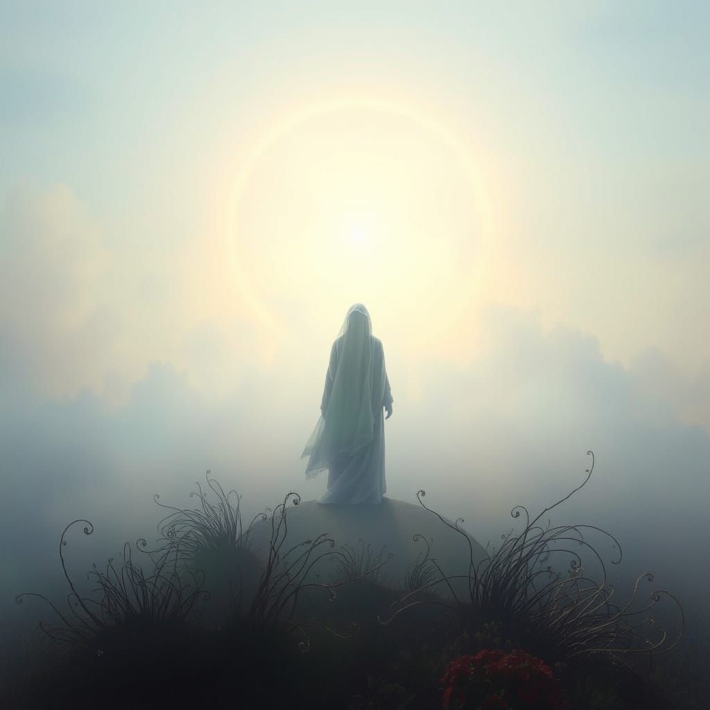 Surreal Goddess Emerges from Soft Light in a Whirlwind of My...