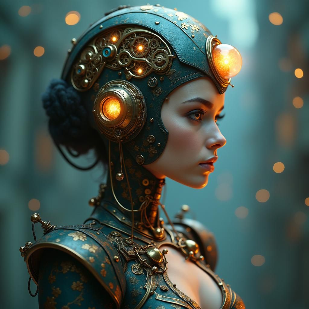 Mystical Android in Steampunk Attire
