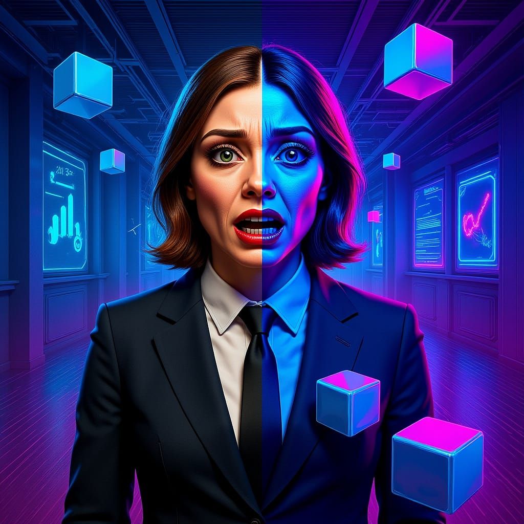 Woman Melts into Digital Glitch Art