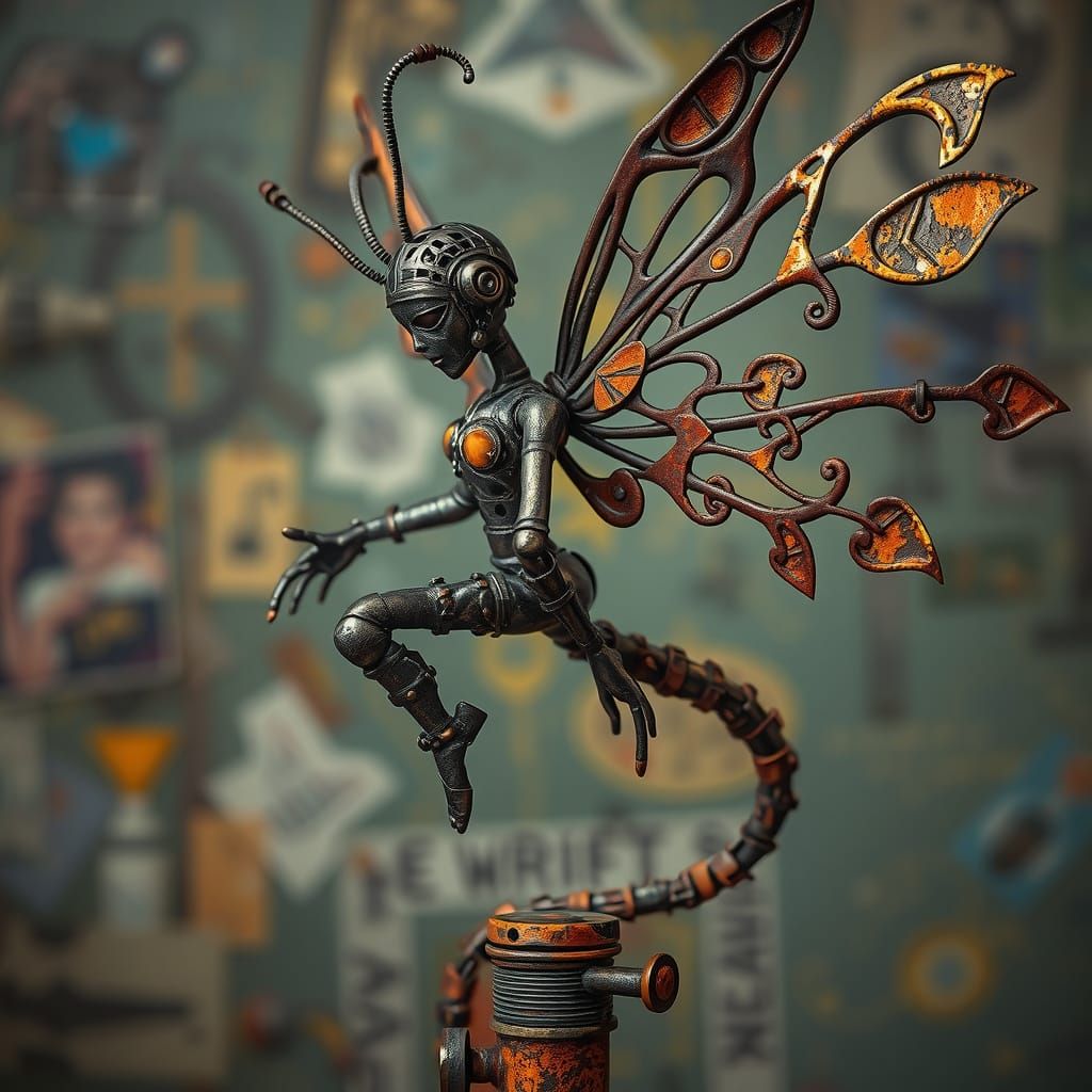 Industrial Iron Fairy in Cyberpunk Style
