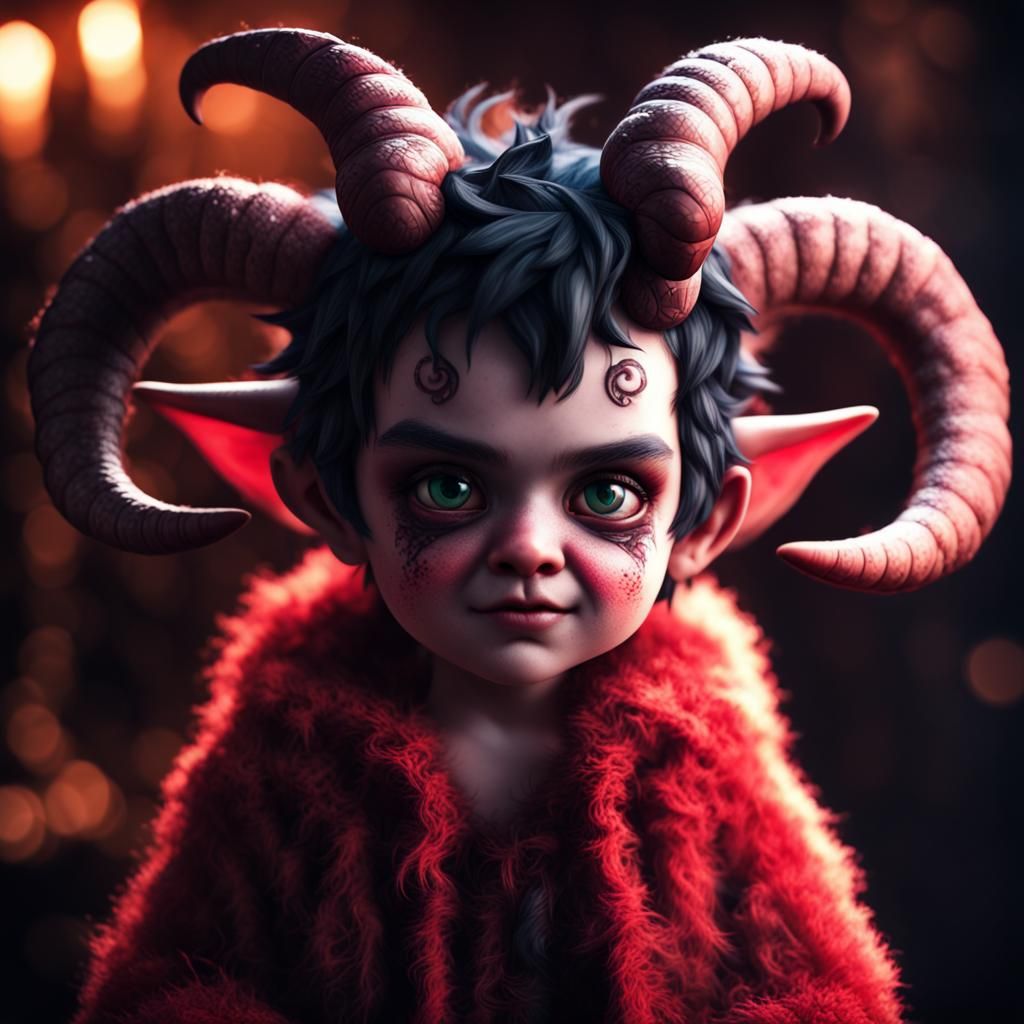 Adorable Demon Portrait in Epic Cinematography Style