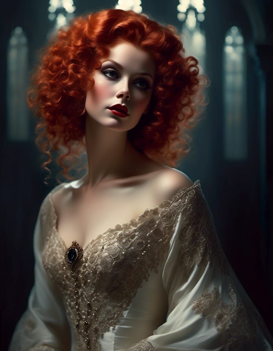 1960s Vampiress Portrait with Dramatic Lighting