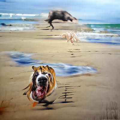 Happy Dog Running on a Sunny Beach