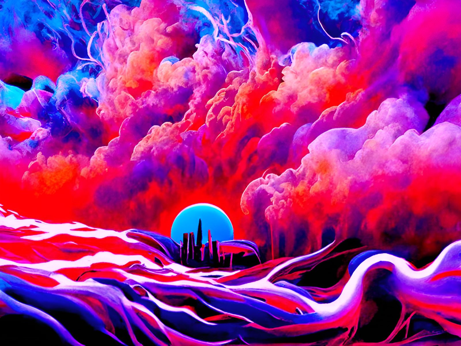 Demonic Face in Impressionistic Synthwave Pop Art