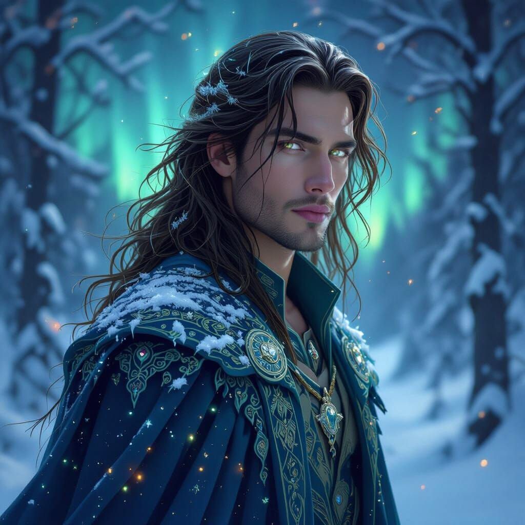 Aurora Borealis Spirit in Snow-Covered Forest