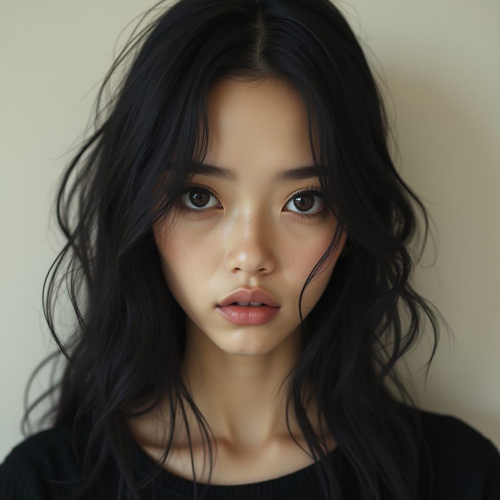 Woman with Piercing Gaze in Surrealist Style