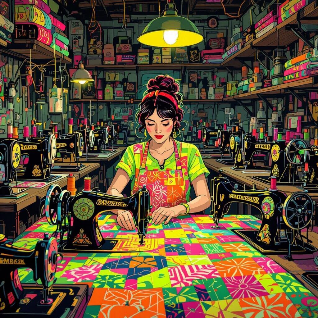 Quilttina: Sewing Neon Quilts in Folk-Art Style