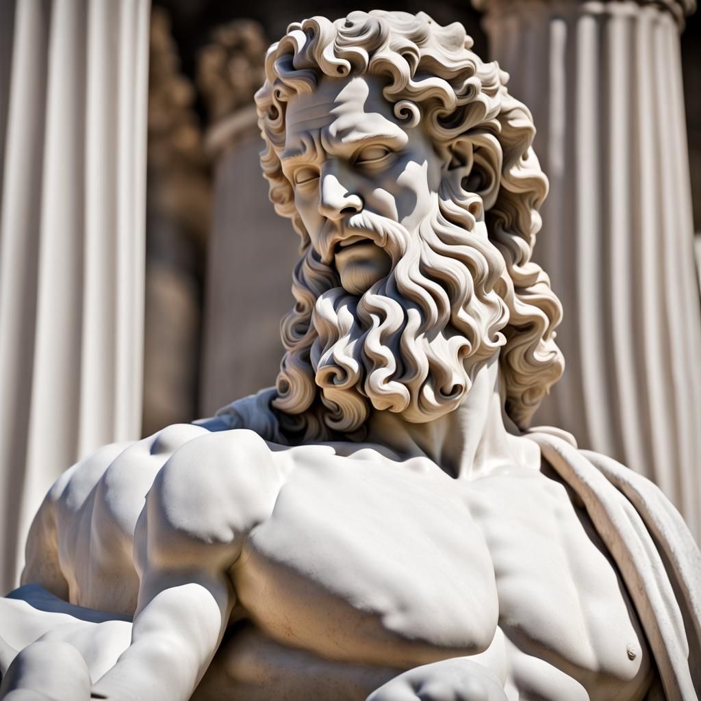 Dionysus Marble Statue Offering to Zeus
