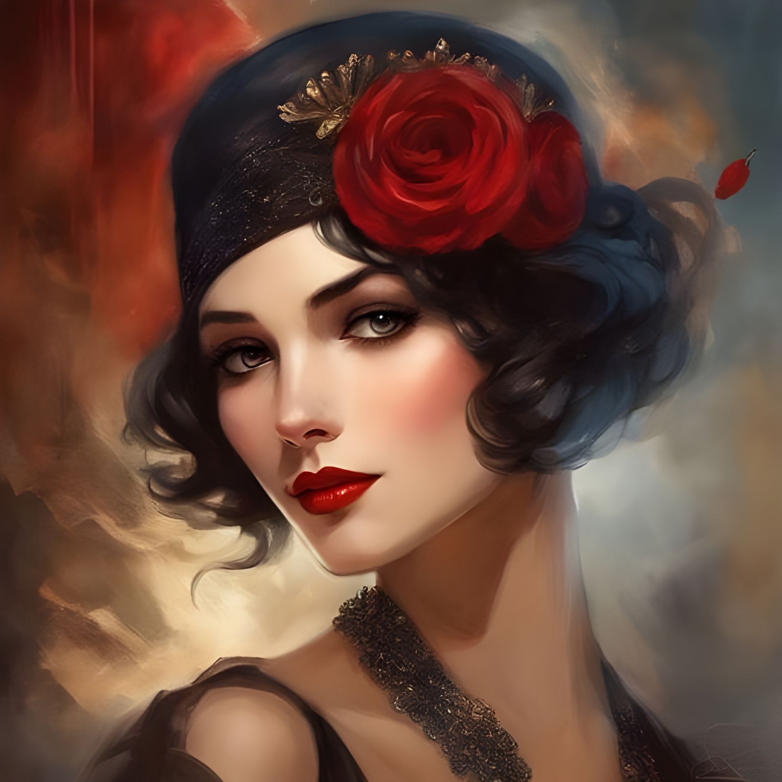 1920s Italian Flapper Portrait in Royo Style