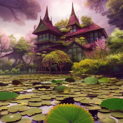 Miniature Haunted House in Lotus Pond: Anime Style