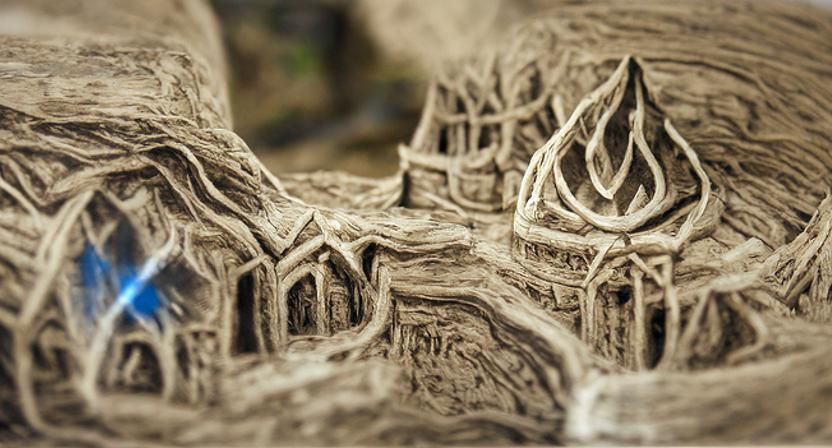 Gondor Blueprint Carved in Stone, Lit by Torchlight