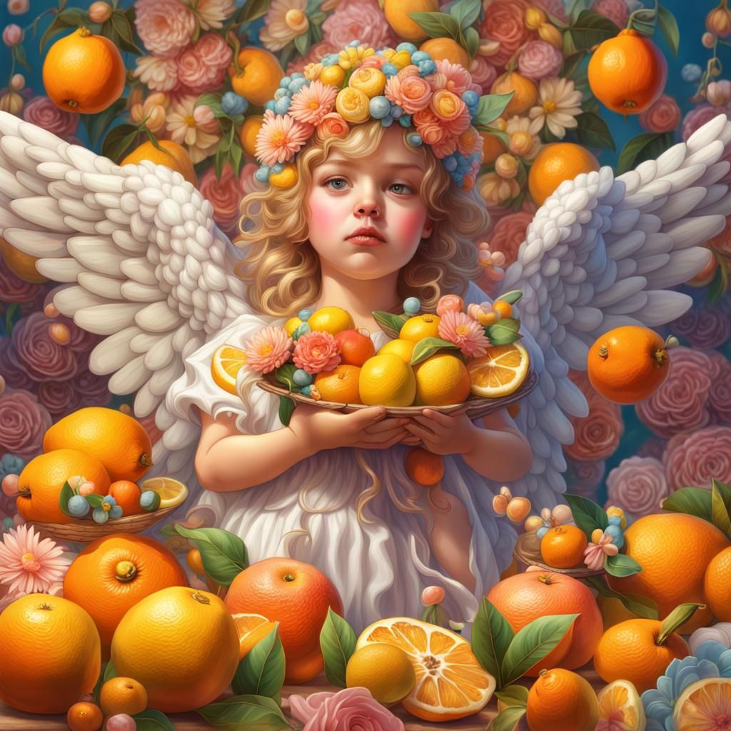 Guardian Angel with Fruit and Flowers: Candy Art