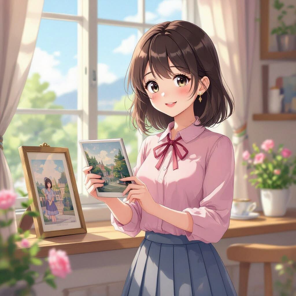 Anime Girl in Pastel Colors Reminiscent of Shinkai