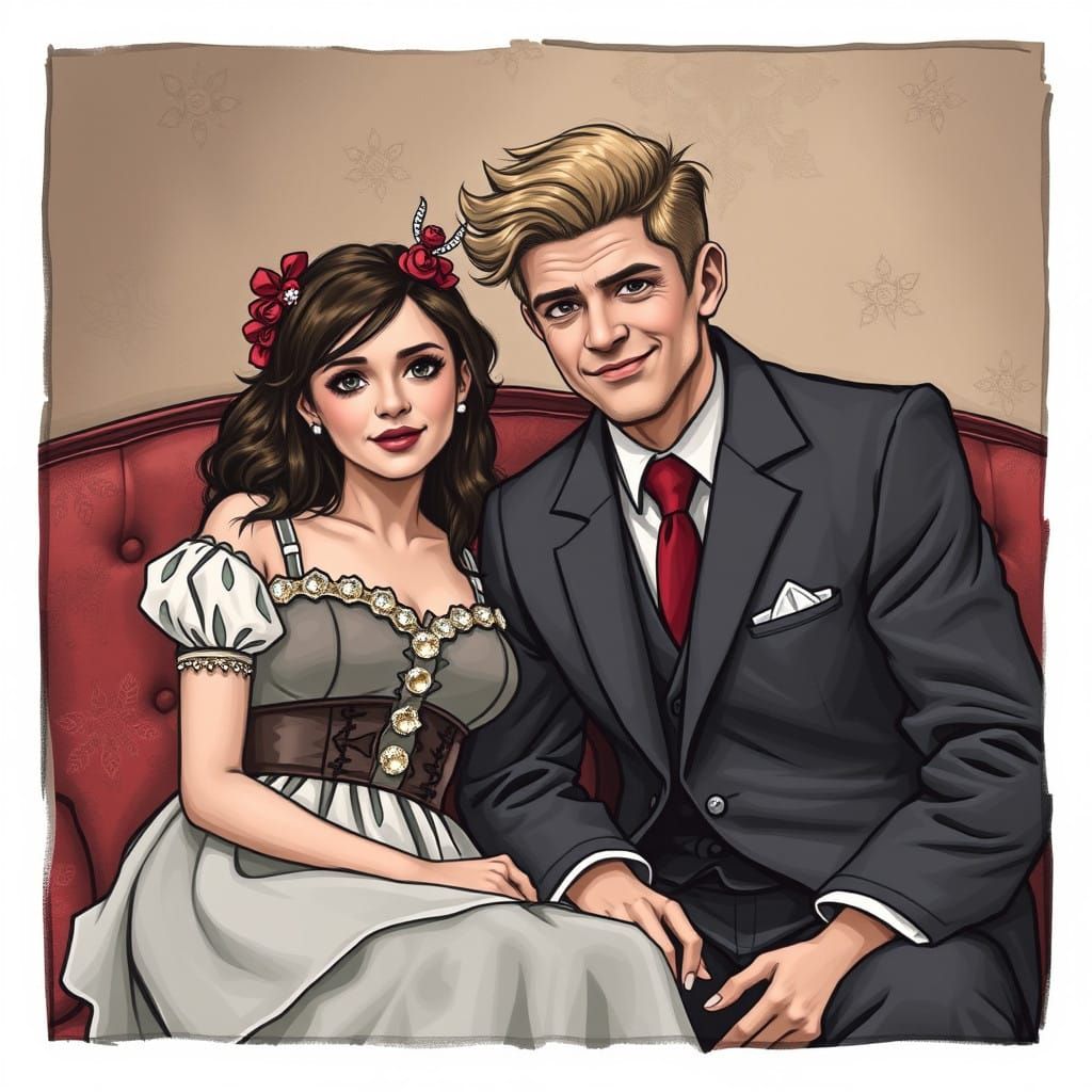 Mother and Son in Intimate Bedroom Scene