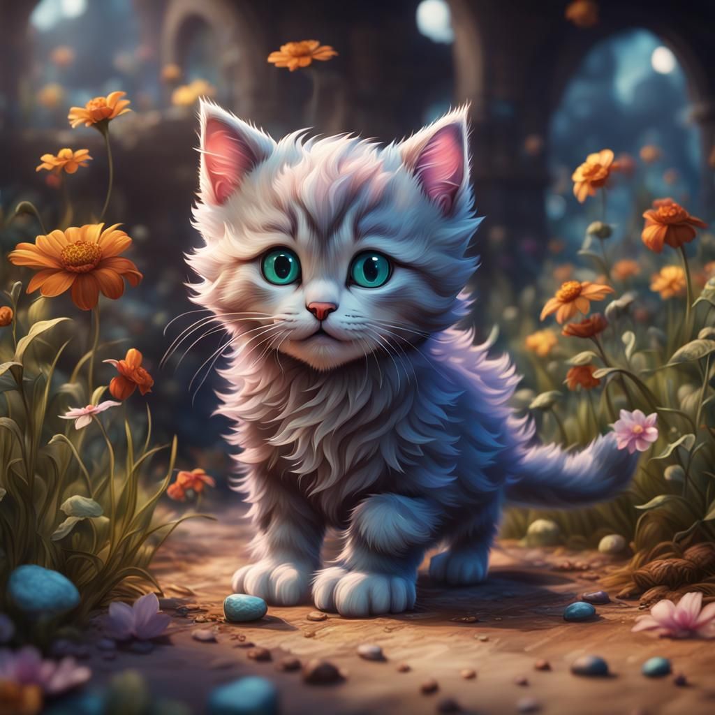 Fantastical Kitten Concept Art in Deep Color