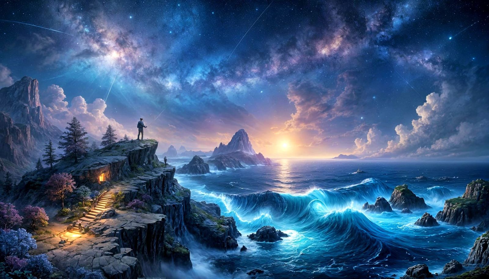 Cosmic Fisherman Casting Starlight into Nebulae