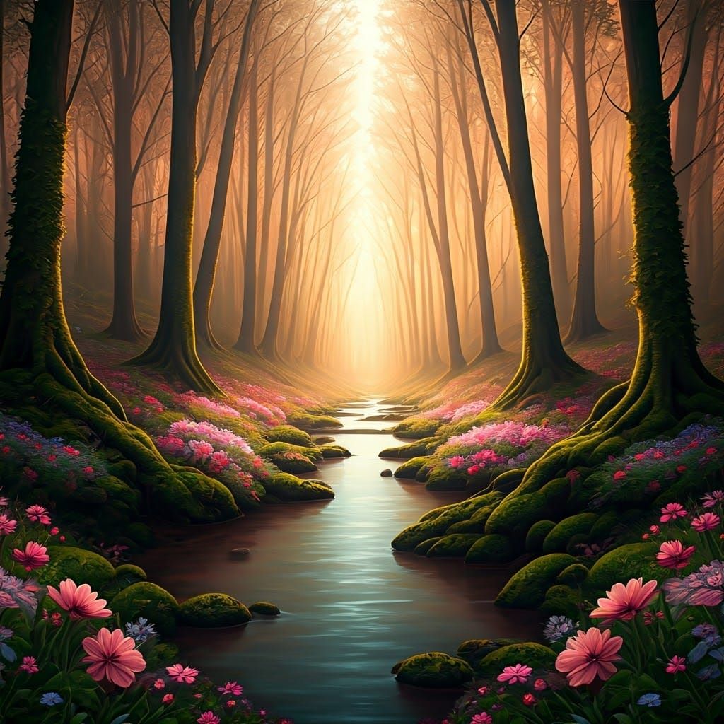 Surreal Disco Forest Floor in Warm, Earthy Palette