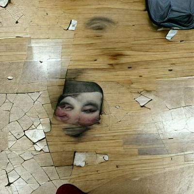 Face Pressed Against Tiled Floor