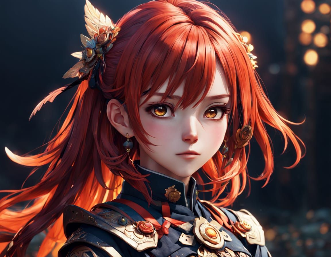 Stunning Woman in 3D Anime Style Portrait