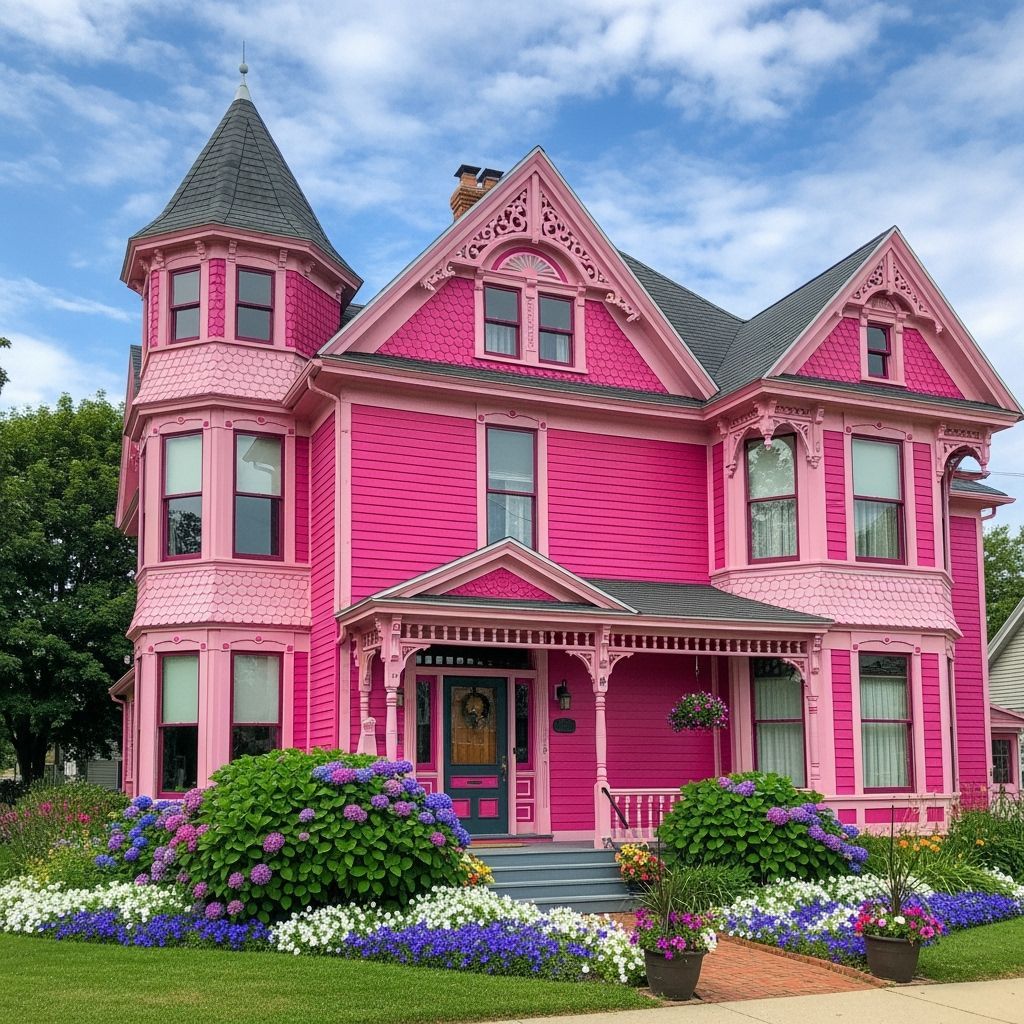 Vibrant Pink Victorian House in Marine City