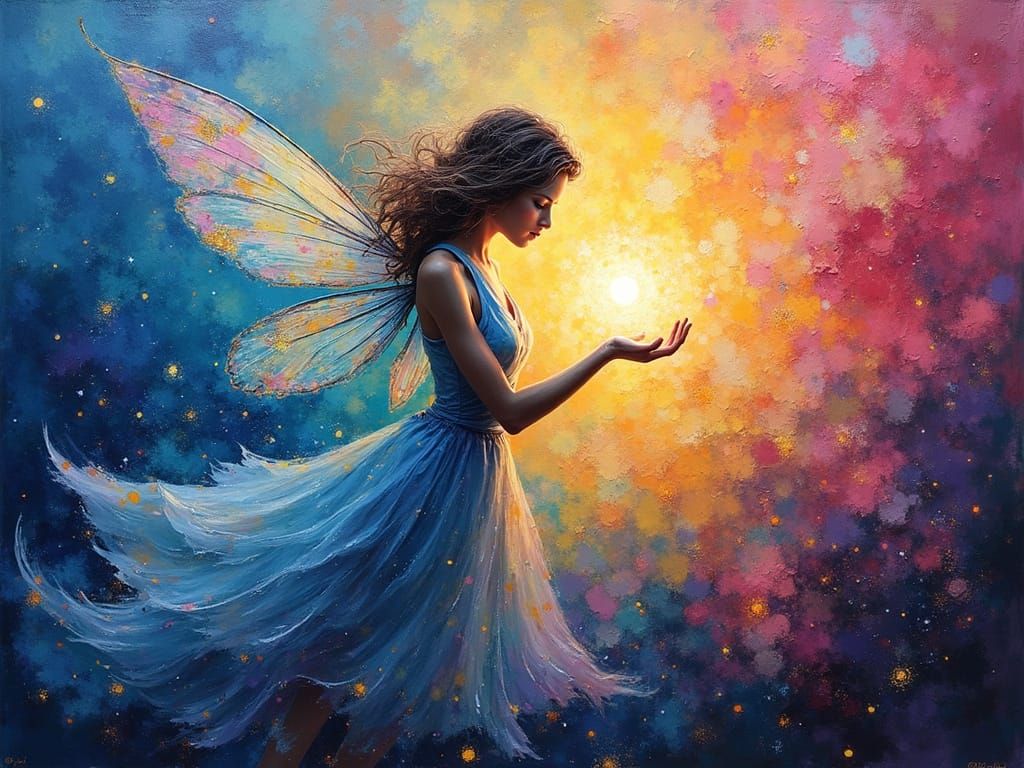 Celestial Fairy with Magic Light in Expressionist Style