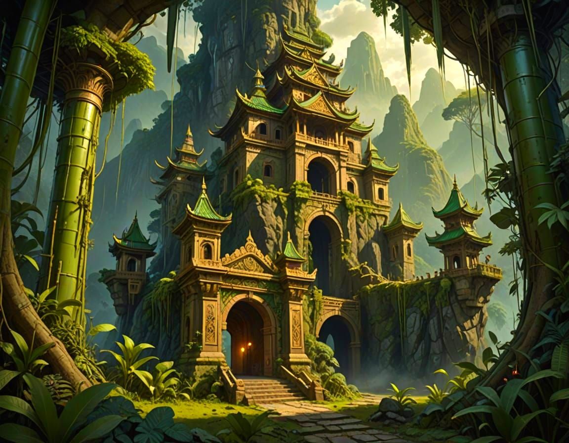 Filipino Samoan Fortress in Lush Jungle Landscape