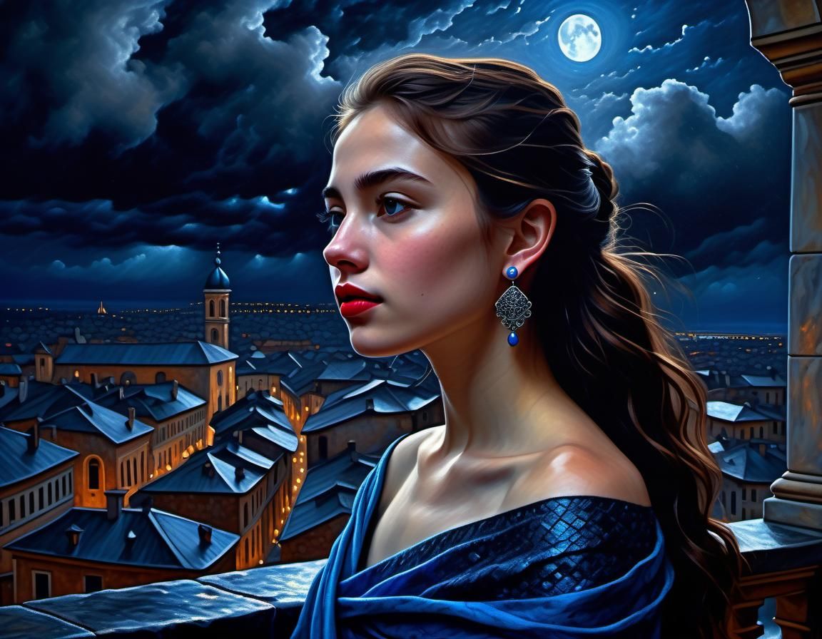 Renaissance Woman in Dramatic Chiaroscuro Lighting