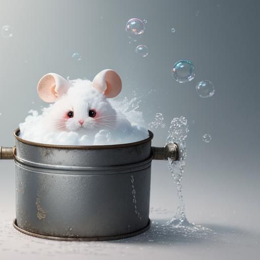 Fluffy Mouse in Bubble Bath, Rococo Style