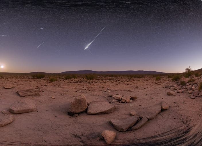 Desert Meteor Shower in Long Exposure Photo