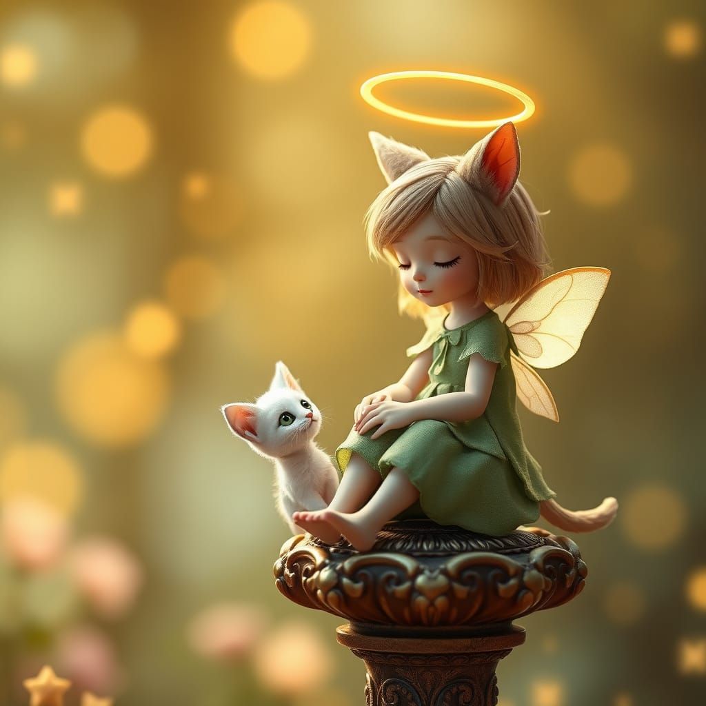 Fairy Cat Girl in Enchanted Woodland