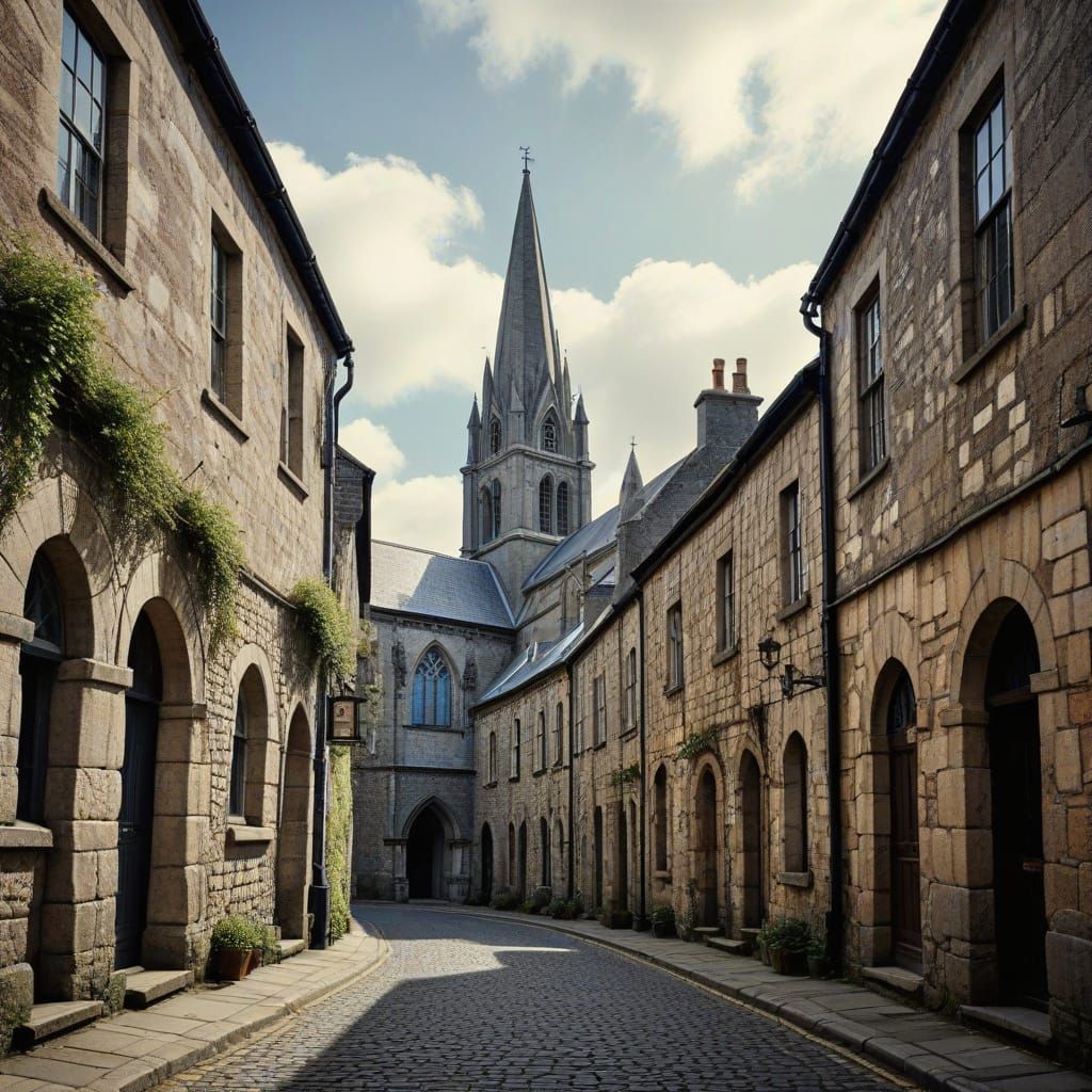 Pen and Ink Drawing of Ancient Ennis, Ireland