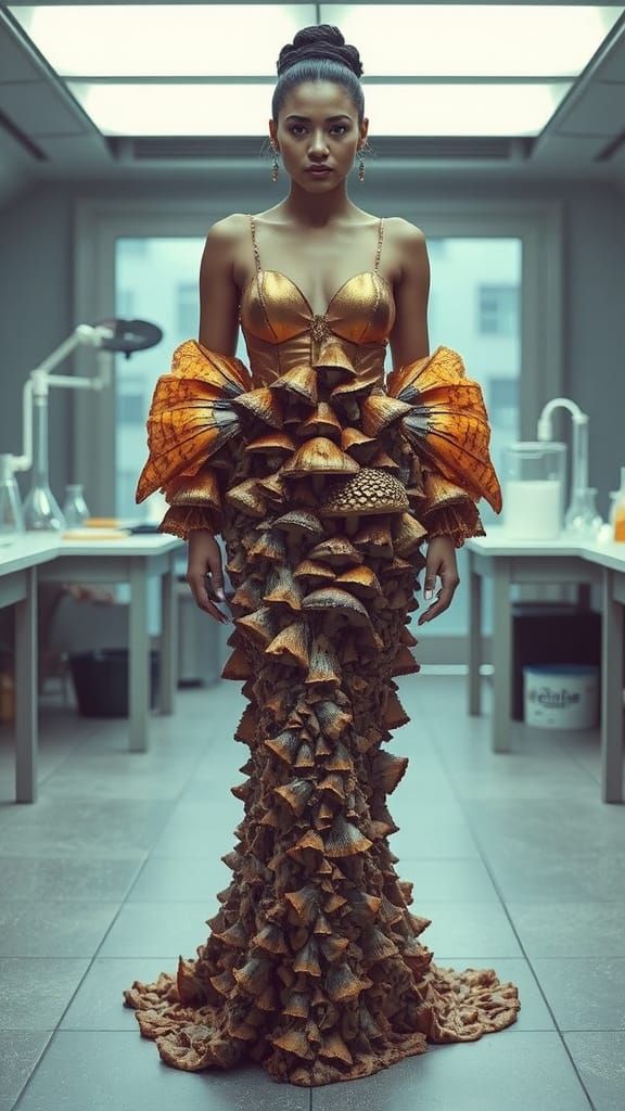 Full-Figured Model in Avant-Garde Haute-Couture Gown, Inspir...