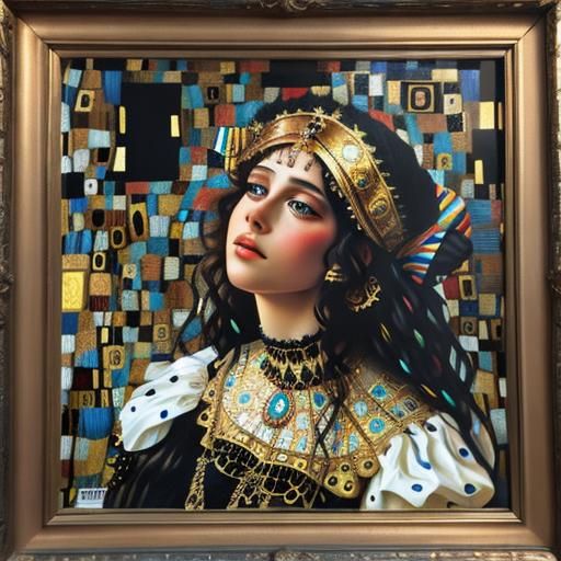 Klimt-Inspired 3D Masterpiece with High Contrast Details