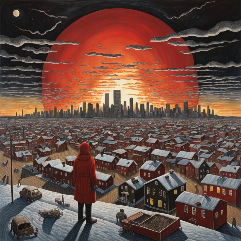 Disturbing Sunrise in a Foreboding Cityscape, Exploring Anxi...